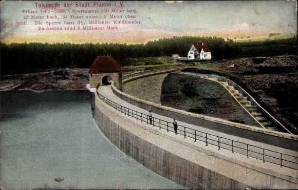 Postcard Werda Vogtland Sachsen, dam of the city of Plauen