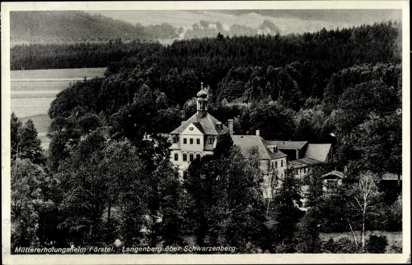Postcard Langenberg Raschau Markersbach in the Erzgebirge of Saxony, Förstel convalescent home for mothers