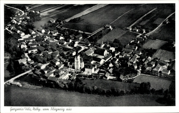 Ak Gergweis Osterhofen in Niederbayern, Fliegeraufnahme