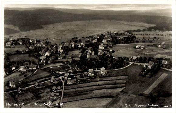 Postcard Hohegeiß Braunlage in the Upper Harz, aerial photograph
