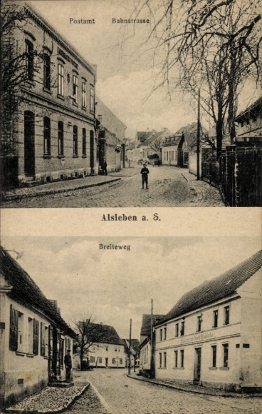 Ak Alsleben an der Saale, postkantoor, Bahnstraße, Breiteweg