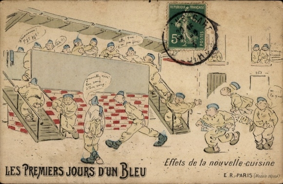 CPA Les Premiers jours d'un Bleu, Effects de la new cuisine