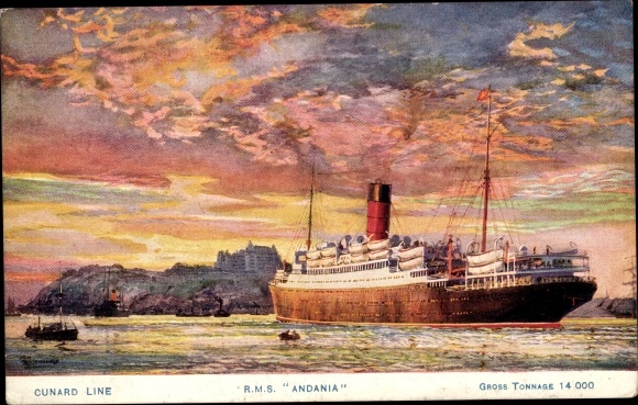Kunstenaar Ak Dampfer RMS Andania, Cunard Line