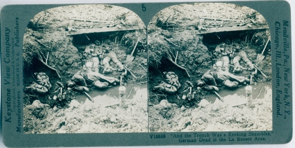 Stereo photo German Dead in the La Basse area, I WK