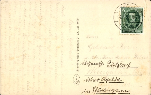 Postcard Neckarmühlbach Haßmersheim in Baden, total with Guttenberg Castle