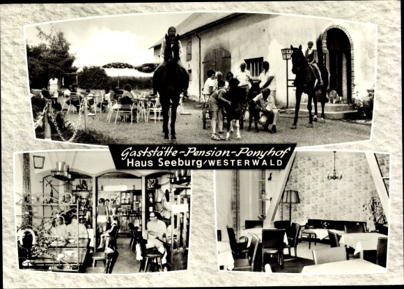 Postcard Steinebach in the Westerwald, restaurant, pony farm