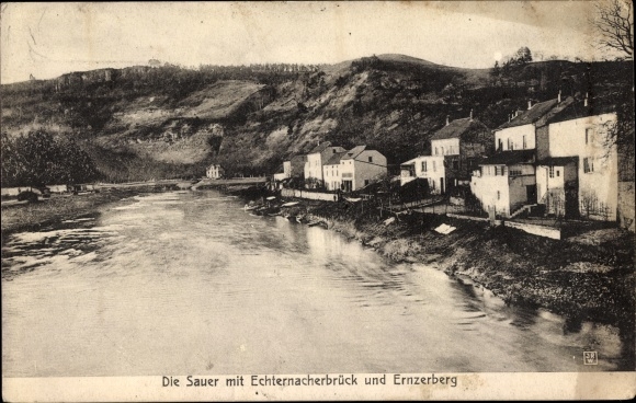 Postcard Echternacherbrück in the Eifel Rhineland Palatinate, Die Sauer, Ernzerberg