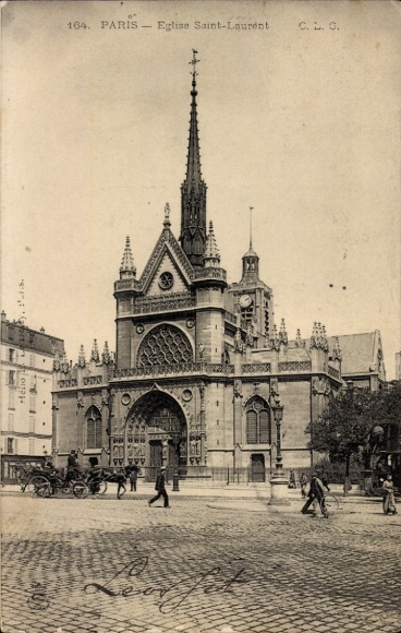 Postkaart Parijs X., Kerk van St. Laurent