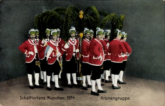 Ak München Bayern, Schäfflertanz 1914, Kronengruppe