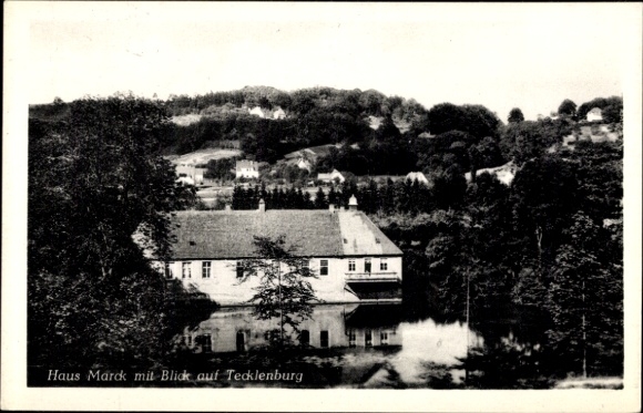 Photo Postcard Tecklenburg, view of the house Marck, forest slope, building, trees