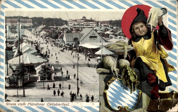 Embossed Passepartout PC Munich Bavaria, Greetings from Oktoberfest, Münchner Kindl