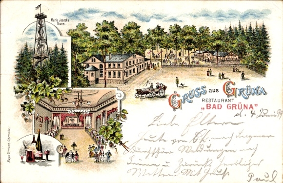 Litho Grüna in Sachsen, Restaurant Bad Grüna, Maria Josepha Turm