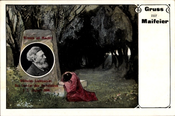 Postcard politician Wilhelm Liebknecht, SPD, May Day