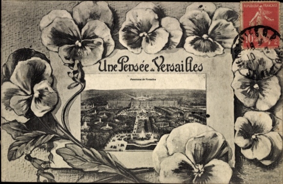 PC Versailles Yvelines, flowers, view of text: Une Pensée Republic of France