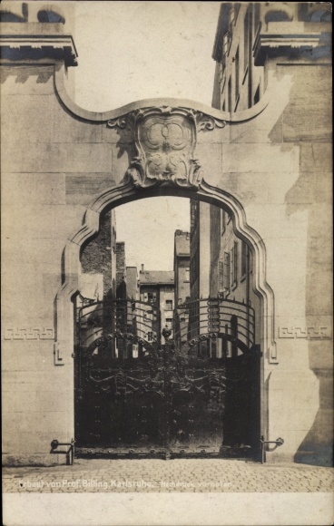 Art Nouveau PC Karlsruhe in Baden Württemberg, entrance gate, architect Hermann Billing