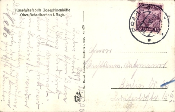 Postcard Szklarska Poręba Schreiberhau Giant Mountains Silesia, Art Glass Factory Josephinenhütte