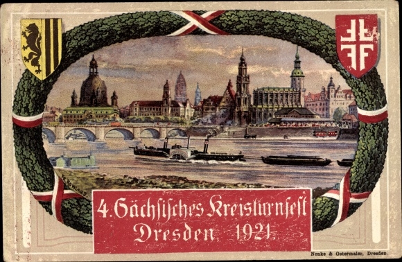Passepartout coat of arms PC Dresden, 4th Saxon district gymnastics festival 1921