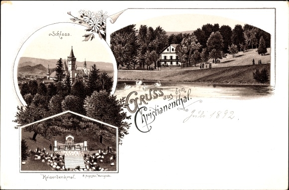 Chromo-Litho Christianenthal Rohlstorf in Schleswig Holstein, castle, imperial monument