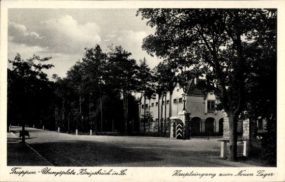 Postcard Königsbrück in Upper Lusatia, military training area, new camp, main entrance