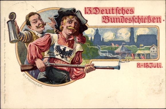 Artist Chromo-Litho Francken, B. v., Dresden, 13th German Federal Shooting