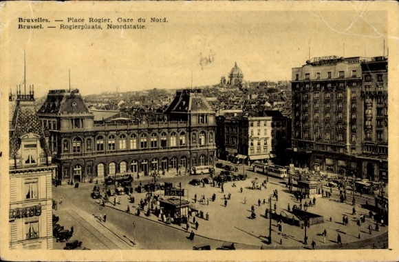 Postcard Brussels, Rogier Square, North Station