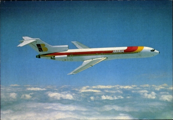 Postcard Spanish passenger aircraft Iberia, Boeing 727