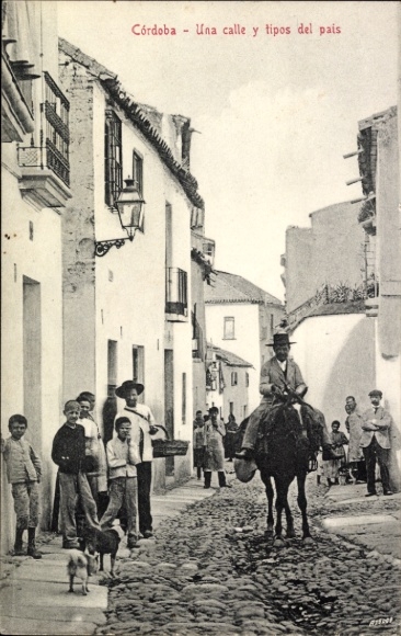 Ak Córdoba Andalucia Spanien, Una calle y tipos del país