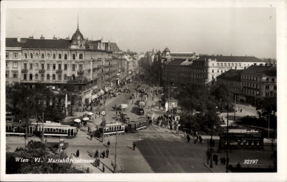 KP Vienna 6 Mariahilf, Mariahilferstrasse, ruch uliczny, tramwaje