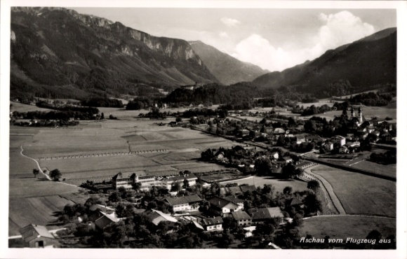 Postcard Aschau im Chiemgau Upper Bavaria, aerial photograph