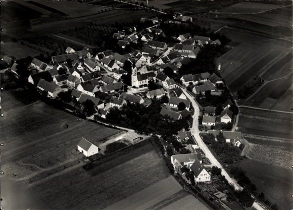Postcard Reistingen Ziertheim in the Egautal North Swabia, view of the town, aerial photograph