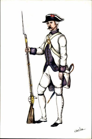 17 alte Ak mit Beiheft Uniformen des spanischen Militärs