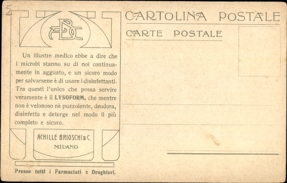 Stamp Postcard La Posta in Bolivia, Indio, Lamas, Lysoform Achille Brioschi Milano