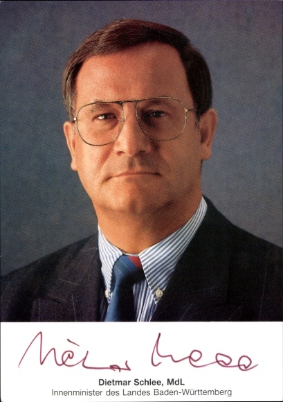 Foto Politiker Dietmar Schlee, Innenminister des Landes Baden-Württemberg, Autogramm