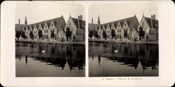 Stereo photo Bruges Bruges Flanders West Flanders, L&#39;Hospice de la Poterie