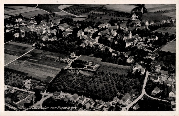Postcard Burgrieden in Upper Swabia Württemberg, aerial photograph