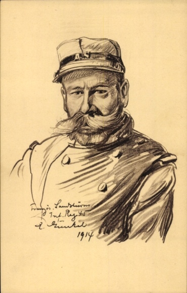 Künstler Ak Günkel, Franz. Landsturm Regiment 45, 1914