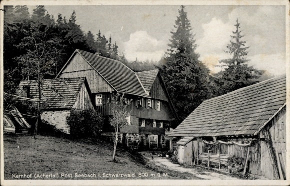 Postcard Seebach in Baden Black Forest, Farmhouse Guesthouse Kernhof in Achertal, owner Wilh. Kern