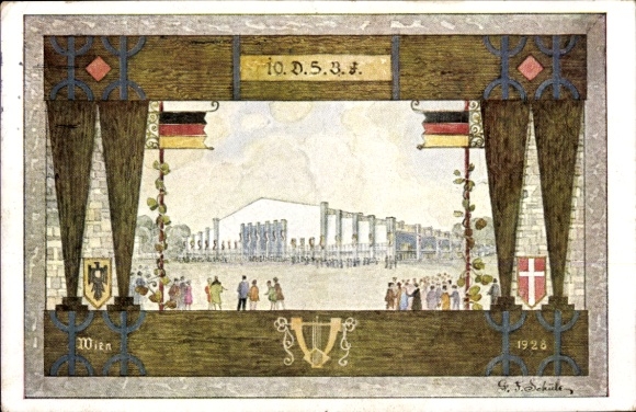 Artists Postcard Vienna, 10th German Singers' Festival 1928, Sängerhalle