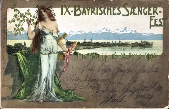 Kunstenaar Litho Diemer, Zeno, Lindau Bodensee, IX. Beierse Songfestival 1904, Ottmar Zieher