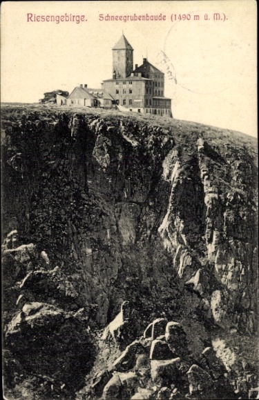 Postcard Szklarska Poręba Schreiberhau Silesia, Schneegrubenbaude, Schronisko nad Śnieżnymi Kotłami