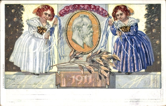 Postwaardestuk kunstenaarsbriefkaart Diez, M., prins-regent Luitpold van Beieren 1911, 5 Pfennig