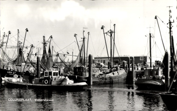KP Colijnsplaat Zeeland, łodzie rybackie w porcie, statki, woda, Vissershaven