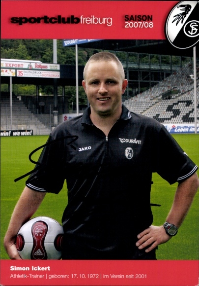 Autogrammkarte Athletiktrainer Simon Ickert, SC Freiburg, Autogramm