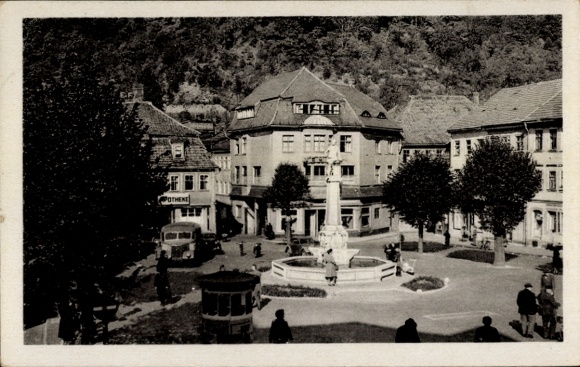 Postcard Suhl in Thuringia, square, monument