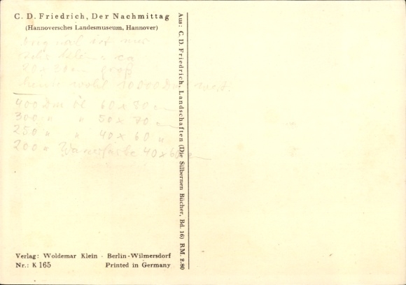 Artist Postcard Friedrich, CD, Afternoon