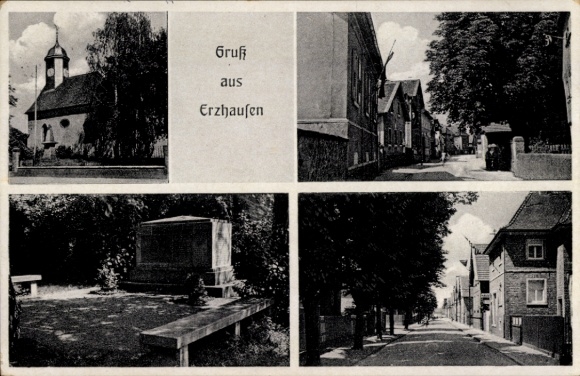 Ak Erzhausen in Hessen, kerk, oorlogsmonument, stadsgezichten