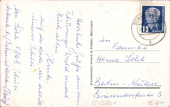 Postcard Schmalkalden in the Thuringian Forest, Hotel Hachelstein, Hachelstein rock, building with garden