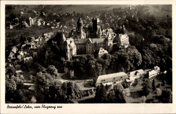 Postcard Braunfels on the Lahn, aerial photograph