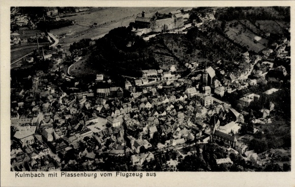 Postcard Kulmbach in Upper Franconia, aerial photograph, Plassenburg