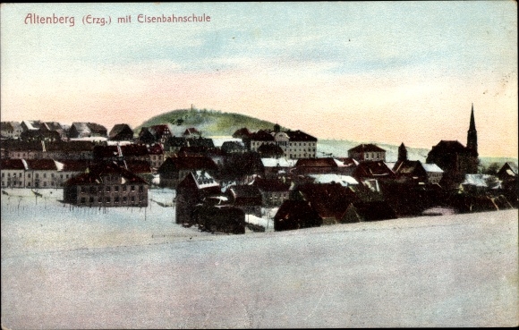 Postcard Altenberg in the Eastern Ore Mountains, railway school